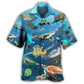 Sea Turtles Ocean Hawaiian Shirt For Summer Vacation, Beach Travel, And Casual Wear