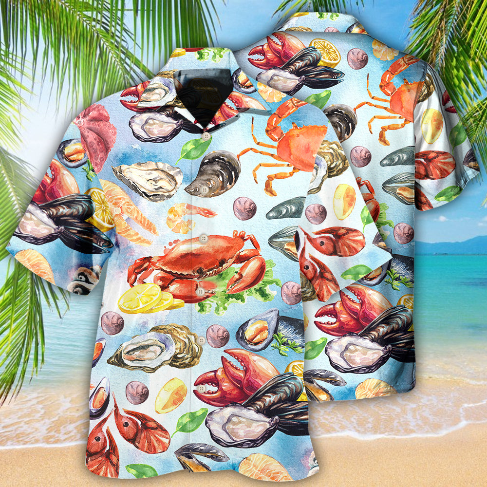 Seafood Food Hawaiian Shirt For Resort Trips, Coastal Parties, And Warm Weather Style