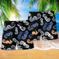 Seahorse Blue Orange Black Beach Shorts For Summer Vacation And Coastal Travel