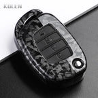 Car Key Cover Compatible with Hyundai ix35 ix45 ix25 i10 i20 i30 HB20 Sonata Verna Solaris Santa Elantra Mistra – Carbon Fiber Style