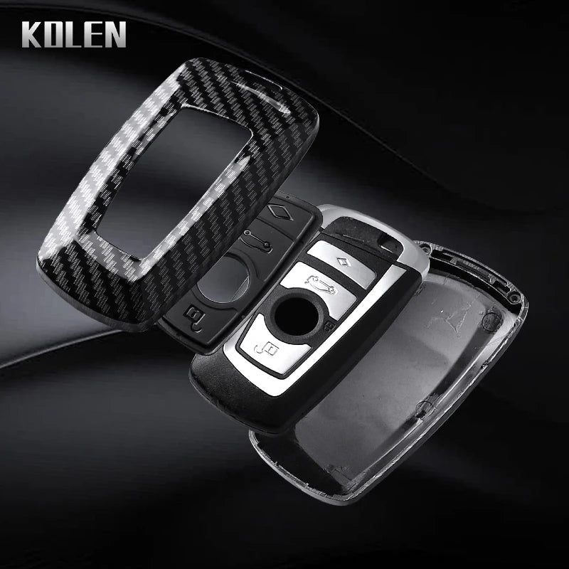 Car Key Cover Compatible with BMW 1 3 5 7 Series X1 X3 X4 X5 F10 F15 F16 F20 F30 F18 F25 M3 M4 – Carbon Fiber Style