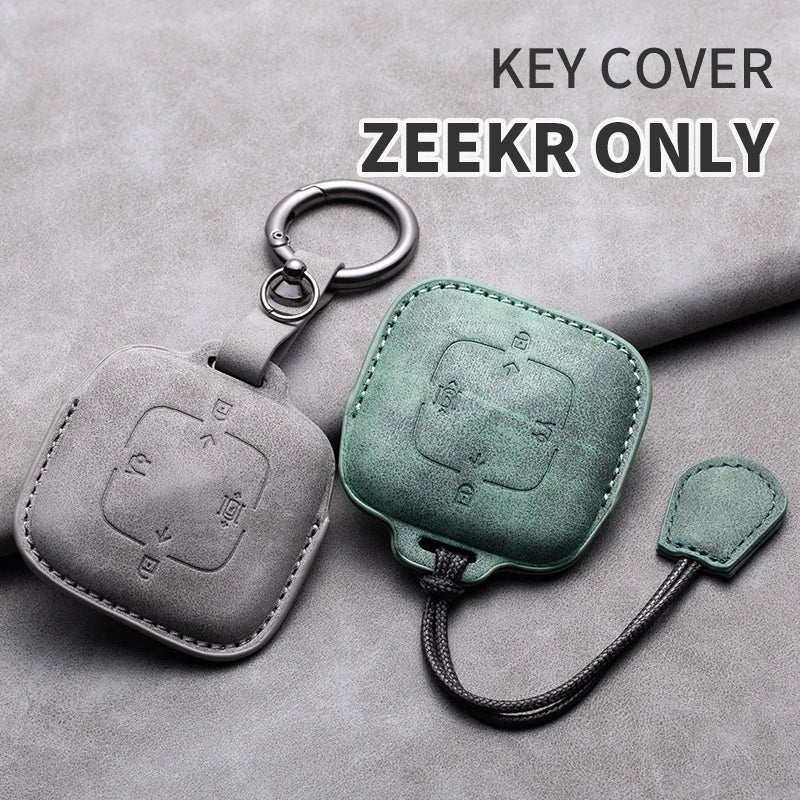 Leather Smart Remote Key Cover Compatible with ZEEKR X, 001, 007, 009, 7X, MIX
