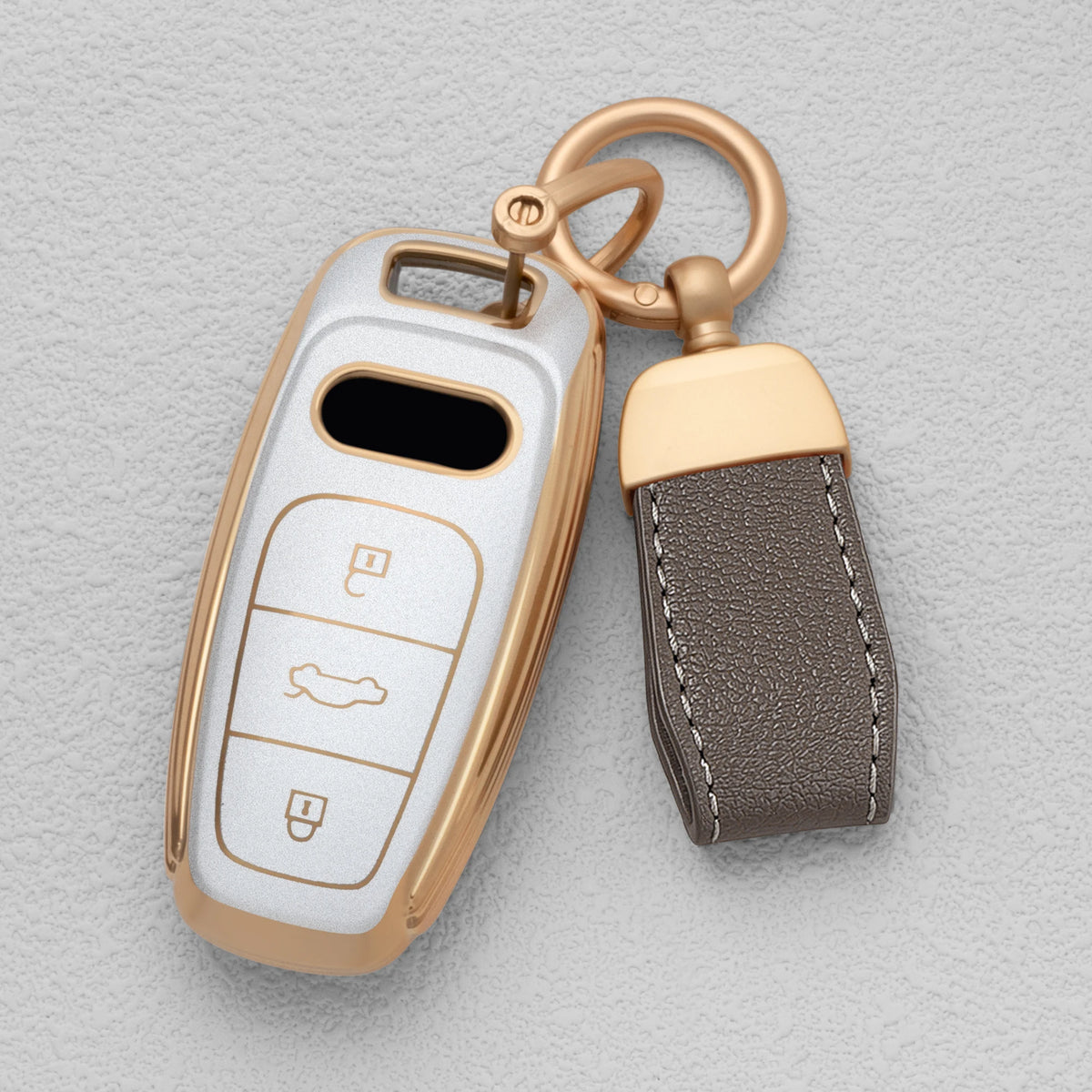 Quicksand Gold TPU Car Key Fob Cover for Audi A3, A4, A6, A7, A8, S8, Q7, Q8, SQ8 & e-tron – B9, C8, D5, 4K – 2018–2021