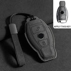 Suede Remote Key Fob Case Compatible with Mercedes-Benz E-Class, W213, W205, E200, E260, E300, E320, AMG, CLA, 2018, 2019, 2020