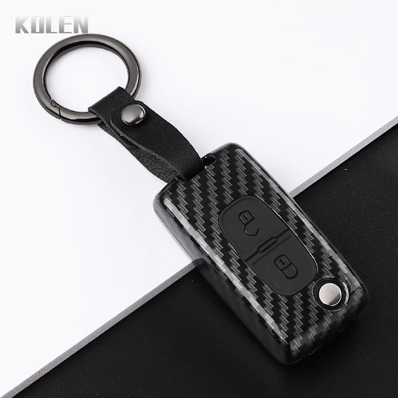 Car Key Cover Compatible with Peugeot 107 207 307 308 407 607 3008 5008; Citroen Xsara Picasso C5 C6 C8 – Carbon Fiber Style