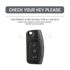 Car Key Cover Compatible with Ford Fiesta Focus 2 Ecosport Kuga Escape Falcon B-Max C-Max Eco Sport Galaxy – Carbon Fiber Style