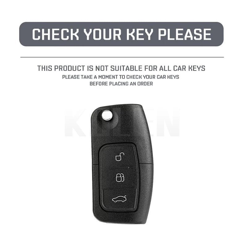 Car Key Cover Compatible with Ford Fiesta Focus 2 Ecosport Kuga Escape Falcon B-Max C-Max Eco Sport Galaxy – Carbon Fiber Style
