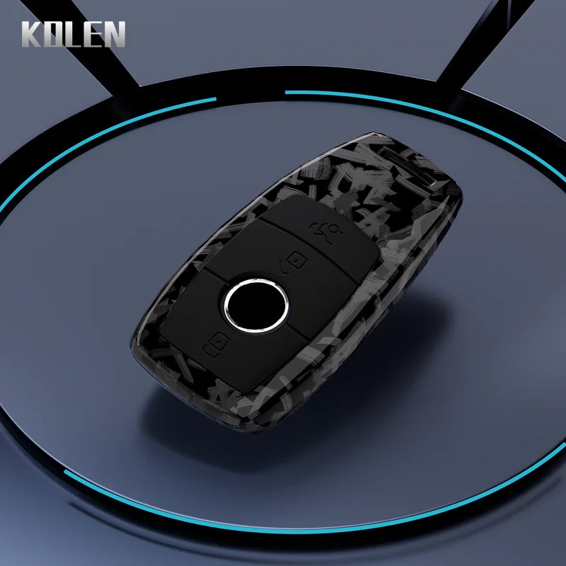 Car Key Cover Compatible with Mercedes-Benz A B C E S Class W204 W205 W212 W213 W176 GLC CLA AMG W177 X167 W463 – Carbon Fiber Style