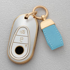 Quicksand Gold TPU Car Key Fob Cover for Mercedes-Benz C, E & S-Class, CLE, GLC, EQS & EQE – W206, W214, W223, C236, X254