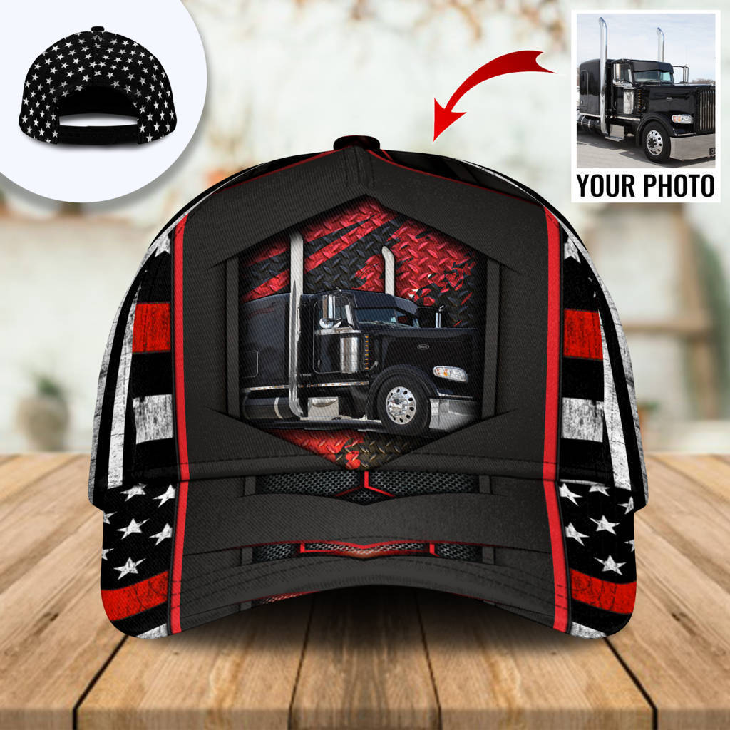Semi Truck Custom Photo Personalized Classic Cap For Parties Vacations And Relaxed Daily Outfits