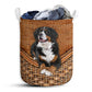 Sennenhund Berner Dog Rattan Texture Laundry Basket For Bathroom Bedroom Storage