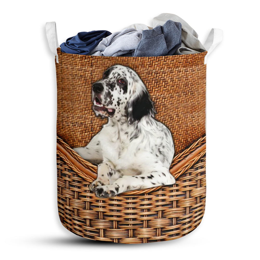 Setter Bw Dog V2 Rattan Texture Laundry Basket For Bathroom Bedroom Storage