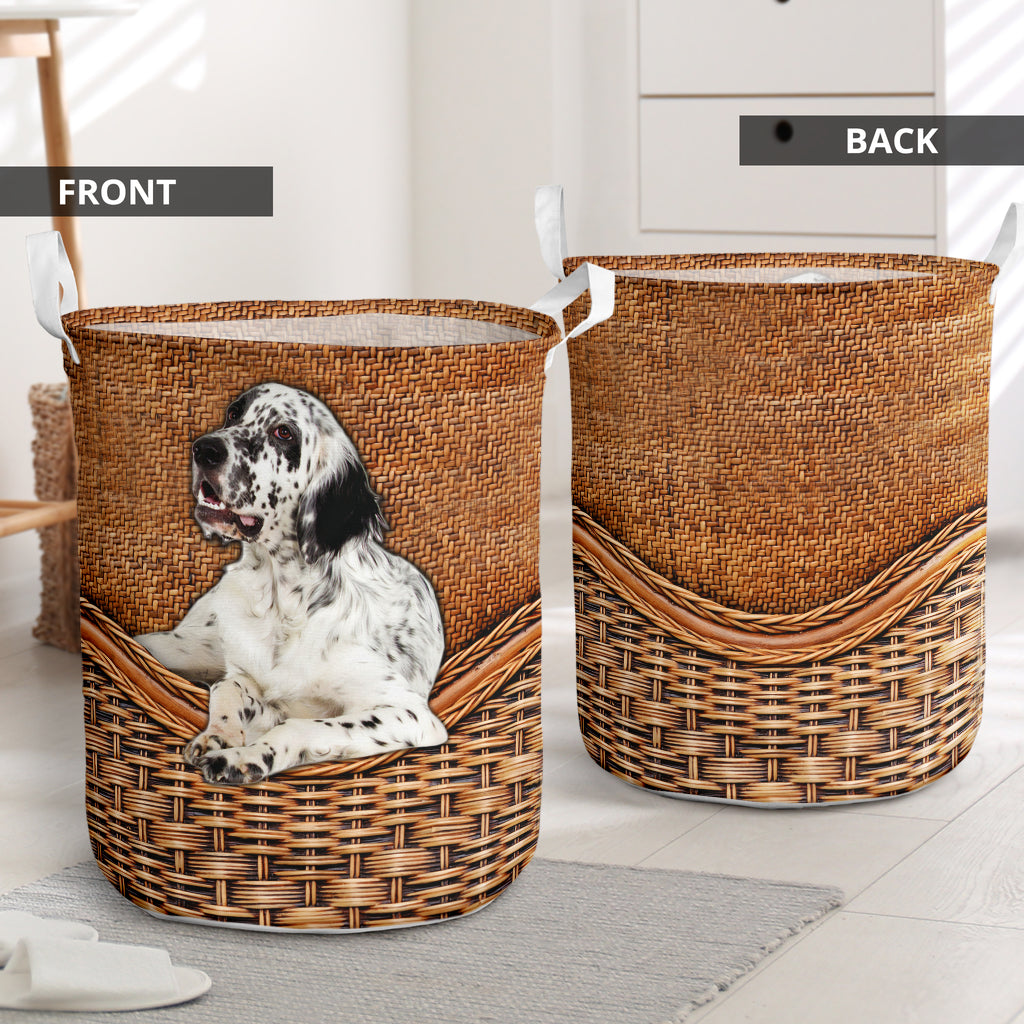 Setter Bw Dog V2 Rattan Texture Laundry Basket For Room Home Organizer