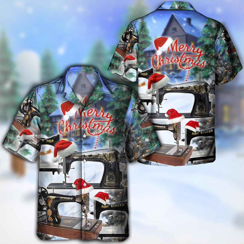 Christmas Sewing Hawaiian Shirt With All Over Print For Island Trips Summer Gatherings And Comfortable Daily Wear