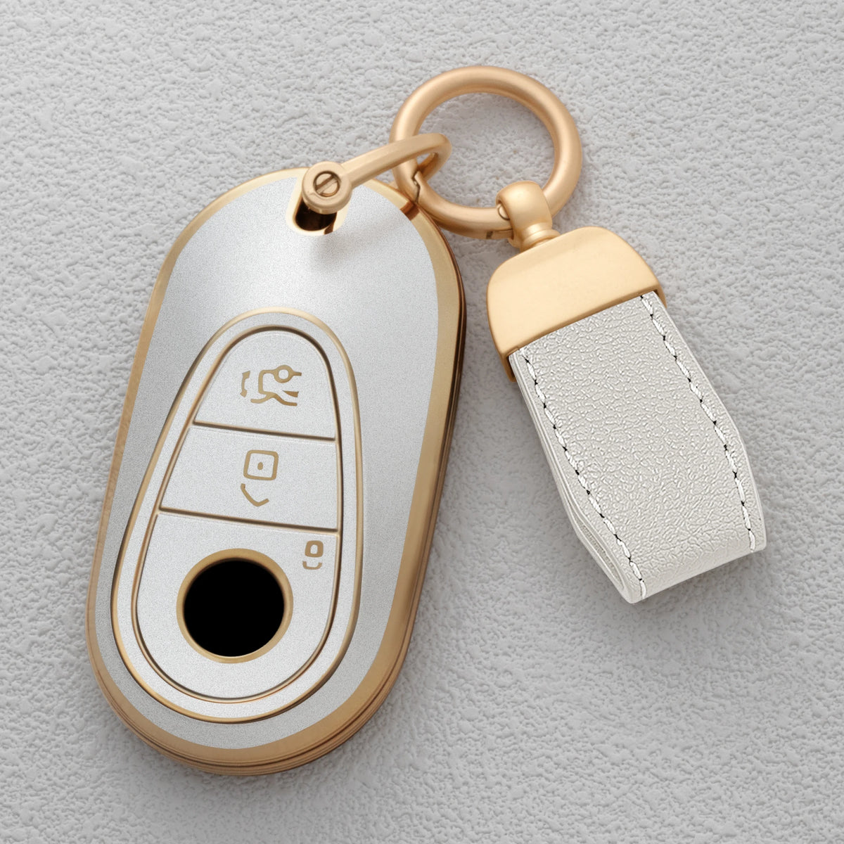 Quicksand Gold TPU Car Key Fob Cover for Mercedes-Benz C, E & S-Class, CLE, GLC, EQS & EQE – W206, W214, W223, C236, X254