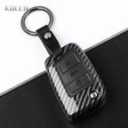 Car Key Cover Compatible with Volkswagen (VW) Golf 7 MK7 Tiguan MK2; SEAT Ateca Leon FR 2 Ibiza – Carbon Fiber Style