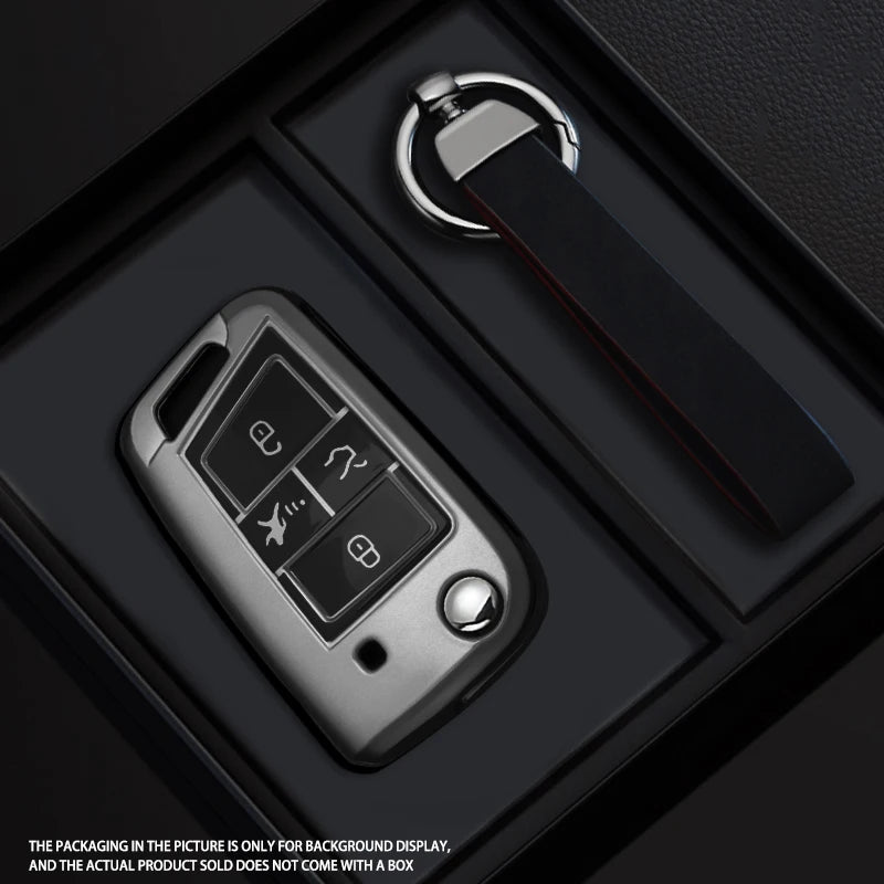 4-Button Black Warrior-Style TPU Car Key Fob Cover for Volkswagen Golf 7 MK7, Tiguan MK2, SEAT Ateca, Leon FR & Ibiza