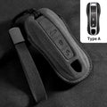 Suede Remote Key Fob Case Compatible with Porsche 958, Macan, 911, Panamera, 996, 991, Boxster, 987, 997, 2019, 2020