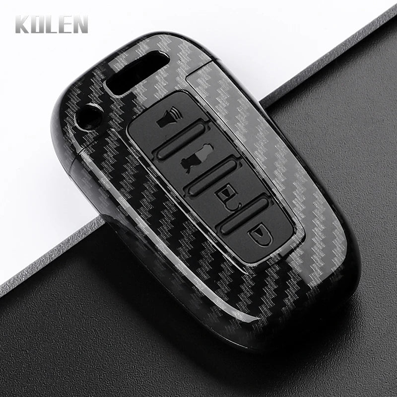 Car Key Cover Compatible with Hyundai ix35 Elantra Sonata 8 9; Kia Sportage K5 K2 Sorento Optima Forte – Carbon Fiber Style