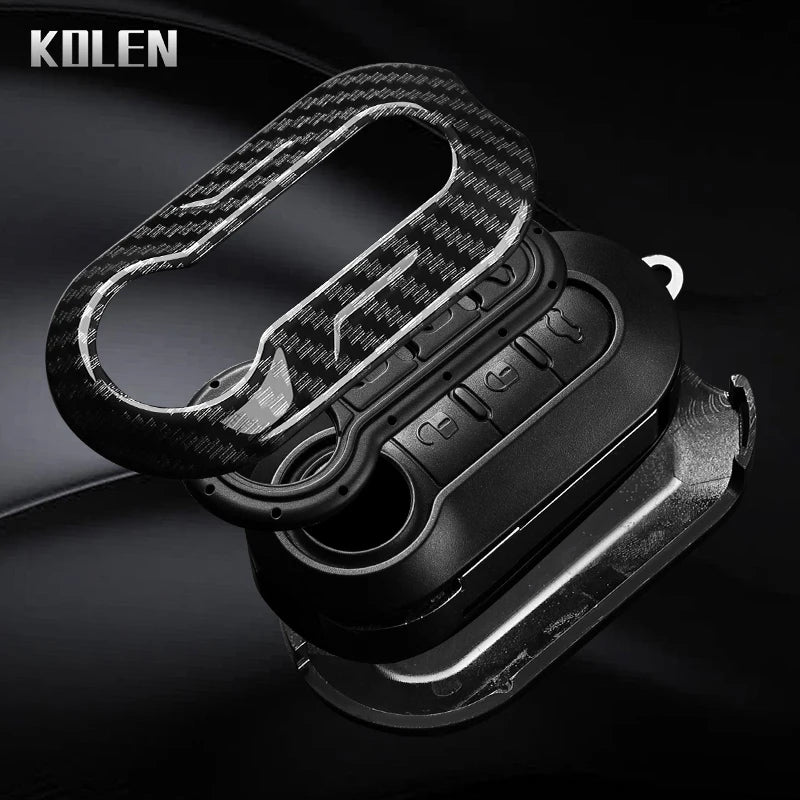 Car Key Cover Compatible with Fiat 500 Ducato Punto Panda; Lancia Musa; Citroen Jumper; Peugeot Boxer – Carbon Fiber Style