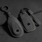 Suede Remote Key Fob Case Compatible with Mercedes-Benz E-Class, W213, W205, E200, E260, E300, E320, AMG, CLA, 2018, 2019, 2020