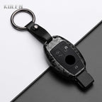 Car Key Cover Compatible with Mercedes-Benz A B C E Class GLS GLA GLK GLC CLS CLA AMG W204 W205 W212 W463 W176 – Carbon Fiber Style