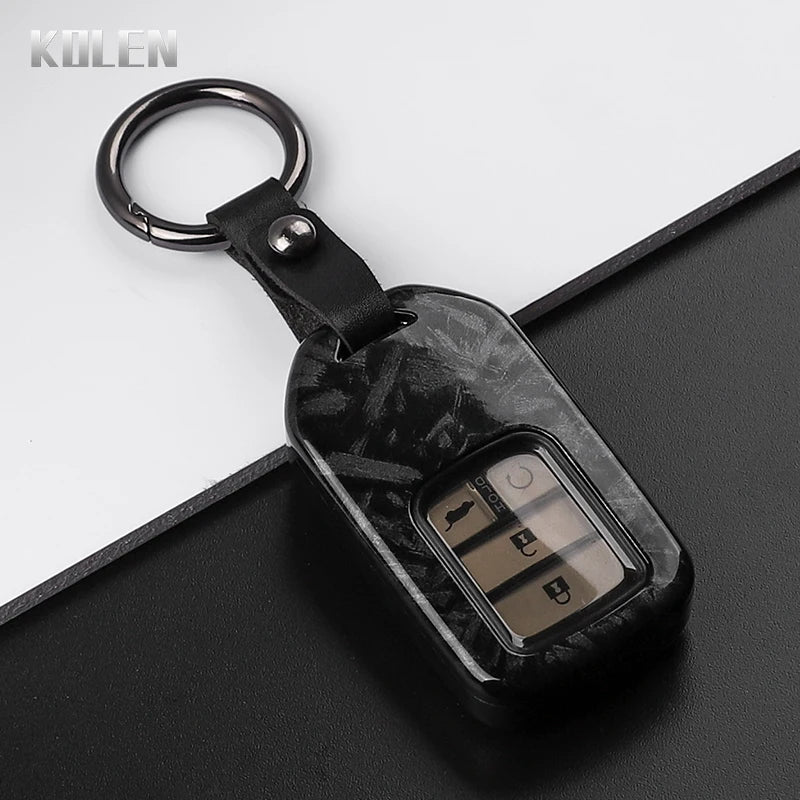 Car Key Cover Compatible with Honda City Turbo Crider XRV 10th Civic Accord – Carbon Fiber Style