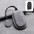 Leather Car Key Fob Cover Compatible with Jeep Commander, Grand, WK2, KL, BU, MP; Dodge; Chrysler 200, 300C