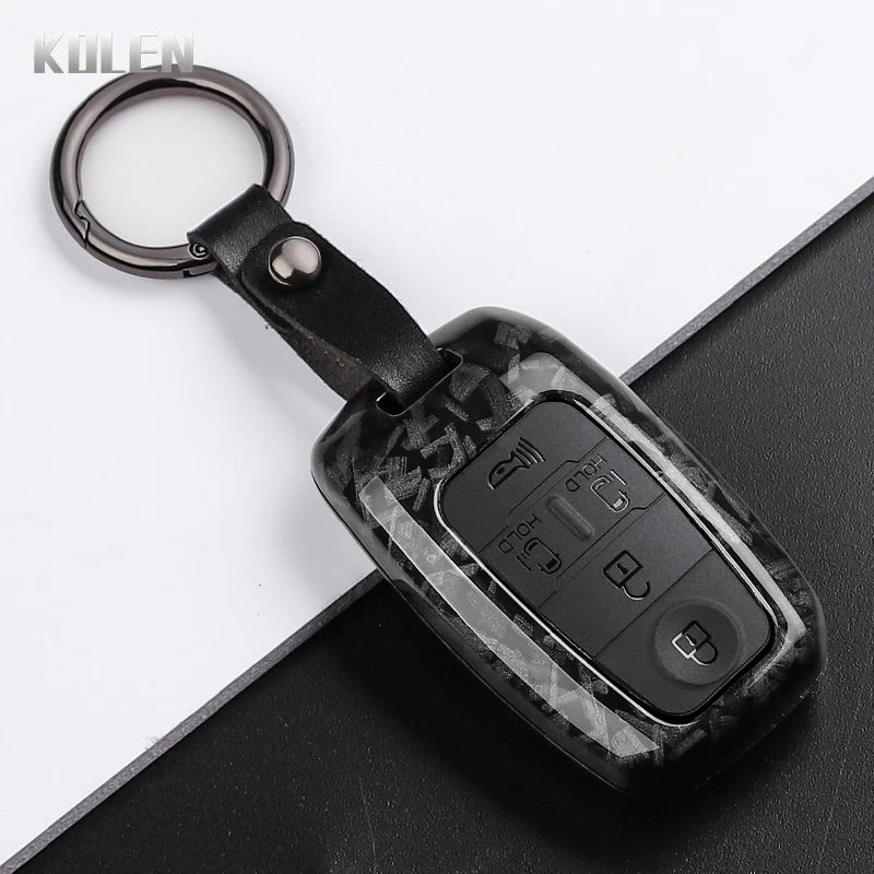 Car Key Cover Compatible with Kia Sportage Cerato Optima K2 K3 K4 K5 Rio Picanto Soul Sorento Sedona – Carbon Fiber Style
