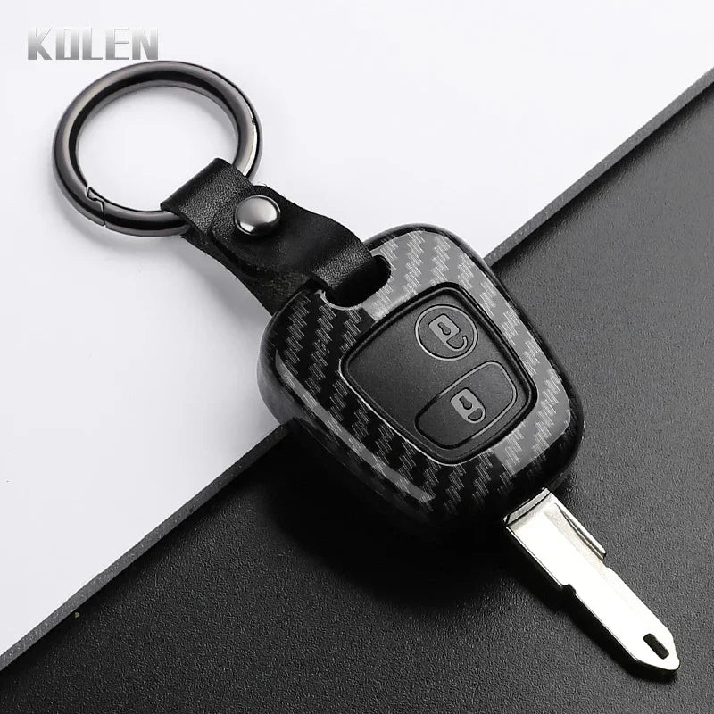 Car Key Cover Compatible with Citroen C1 C2 C3 C4; Peugeot 107 206 207 307; Toyota Aygo – Carbon Fiber Style