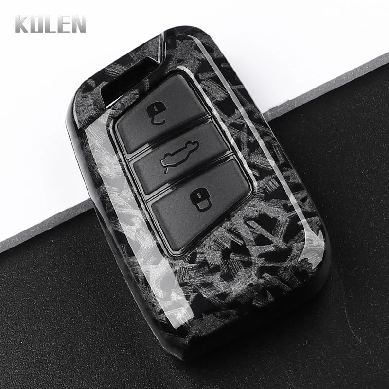 Car Key Cover Compatible with Volkswagen (VW) Passat B8 Magotan; Skoda Superb A7 Kodiaq; SEAT – Carbon Fiber Style