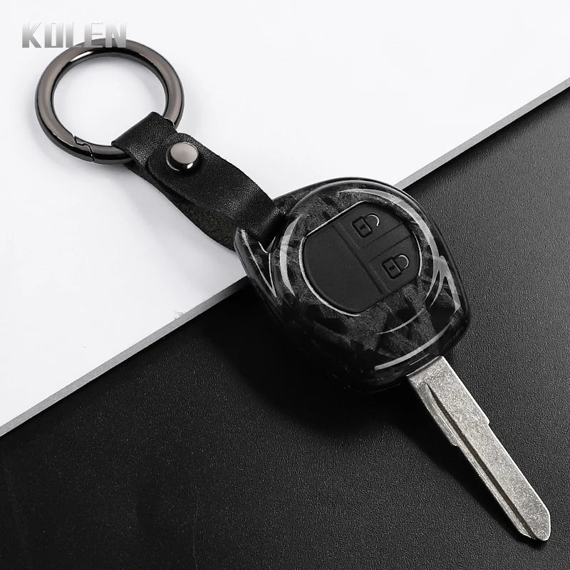 Car Key Cover Compatible with Suzuki SX4 Swift Grand Vitara Ciaz Liana S-Presso Celerio Jimny Jeemny – Carbon Fiber Style