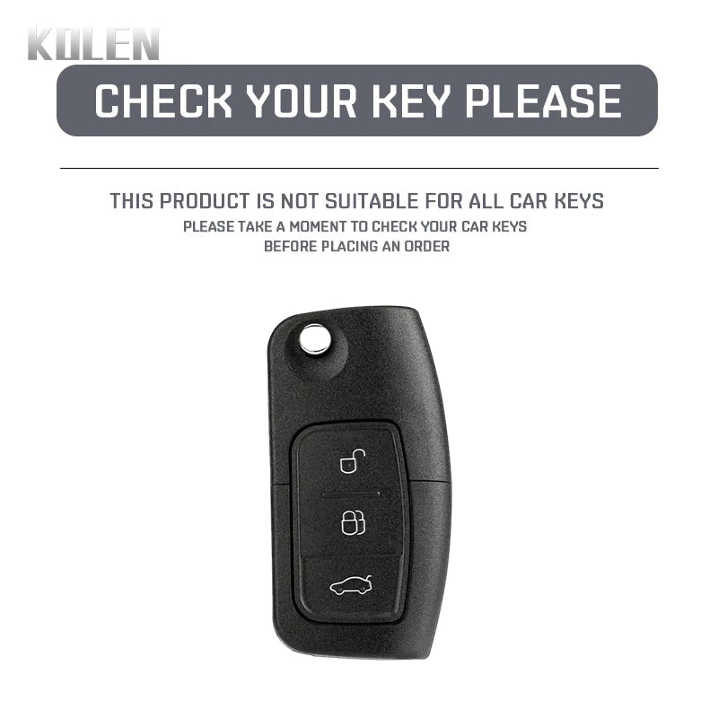 Car Key Cover Compatible with Ford Fiesta Focus 2 Ecosport Kuga Escape Falcon B-Max C-Max Eco Sport Galaxy – Carbon Fiber Style