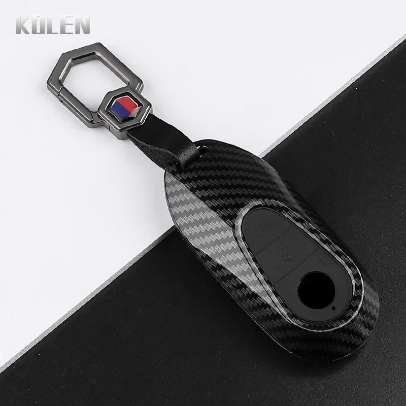 Car Key Cover Compatible with Mercedes-Benz C E S Class GLC GLB CLA CLS W223 W214 W206 X254 S400 S450 S480 – Carbon Fiber Style