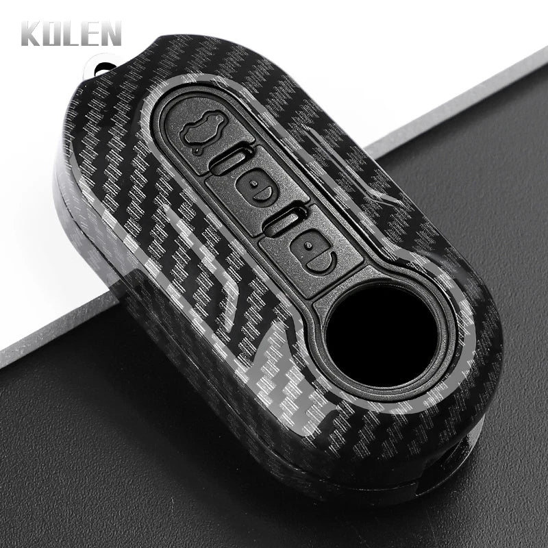 Car Key Cover Compatible with Fiat 500 Ducato Punto Panda; Lancia Musa; Citroen Jumper; Peugeot Boxer – Carbon Fiber Style