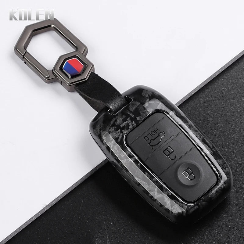 Car Key Cover Compatible with Kia Sportage Cerato Optima K2 K3 K4 K5 Rio Picanto Soul Sorento Sedona – Carbon Fiber Style