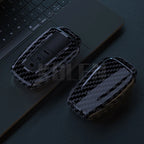 Car Key Cover Compatible with Toyota Prius Camry Corolla CHR C-HR RAV4 Land Cruiser Prado – Carbon Fiber Style