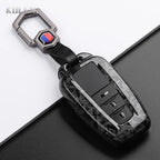Car Key Cover Compatible with Toyota Prius Camry Corolla CHR C-HR RAV4 Land Cruiser Prado – Carbon Fiber Style