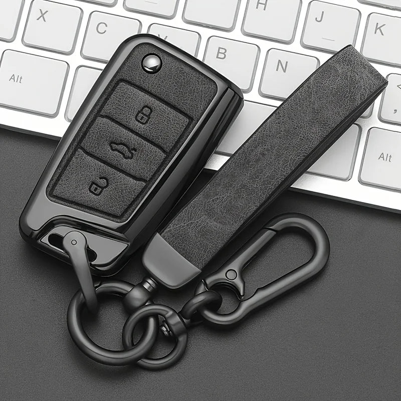 Alloy Car Key Fob Cover for Volkswagen Golf 7 GTI, Polo, T-Cross, T-Roc, Touran, Tiguan, Skoda Octavia, Rapid, Kodiaq, Fabia & SEAT