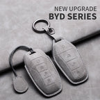 Leather Remote Key Fob Cover Compatible with BYD Atto 3, Han EV, Dolphin – 4 Buttons