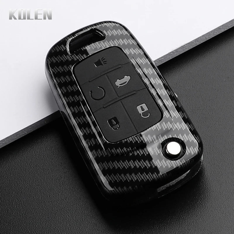 Car Key Cover Compatible with Chevrolet Cruze Aveo Trax Sail Malibu Captiva; Opel/Vauxhall Astra J Corsa Insignia Mokka – Carbon Fiber Style