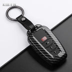 Car Key Cover Compatible with Toyota Prius Camry Corolla CHR C-HR RAV4 Land Cruiser Prado – Carbon Fiber Style