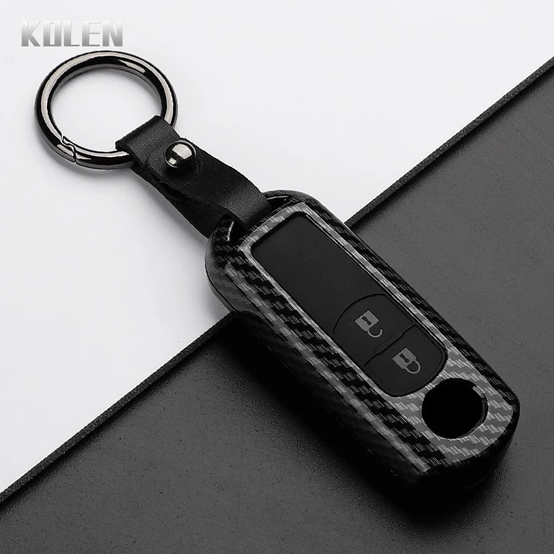 Car Key Cover Compatible with Mazda 2 3 6 Demio Atenza Axela CX-5 CX5 CX-3 CX7 CX-9 3 4 CX30 2016 2017 2018 2019 – Carbon Fiber Style