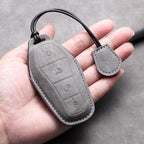 Leather Remote Key Fob Cover Compatible with BYD Atto 3, Han EV, Dolphin – 4 Buttons
