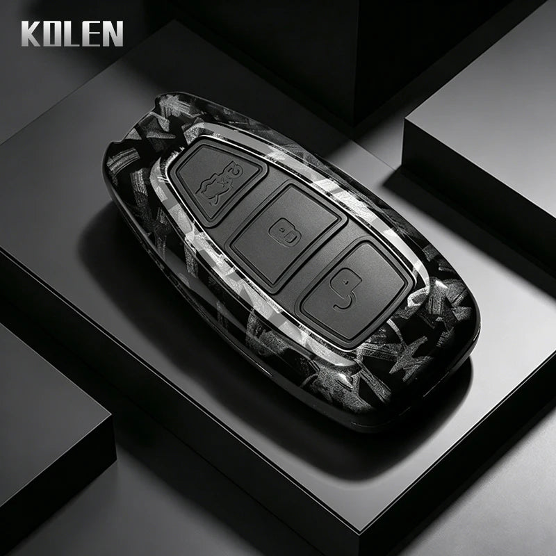 Car Key Cover Compatible with Ford Focus 3 4 ST Mondeo MK3 MK4 Fiesta Fusion Kuga – Carbon Fiber Style