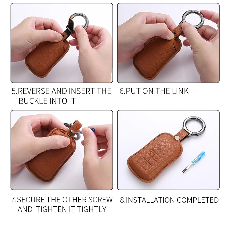 Leather Smart Car Key Cover Compatible with Chery Jaecoo J7, J6, J8; Tiggo 7/8 Pro Max; Omoda 5, C5; Tiggo 7/8 Pro Plus; Arrizo 5 Plus