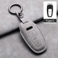 Leather Remote Key Fob Cover Compatible with Audi A4, B9, A5, A6, 8S, 8W, Q5, Q7, 4M, S4, S5, S7, TT, TTS, TFSI