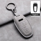 Leather Remote Key Fob Cover Compatible with Audi A4, B9, A5, A6, 8S, 8W, Q5, Q7, 4M, S4, S5, S7, TT, TTS, TFSI
