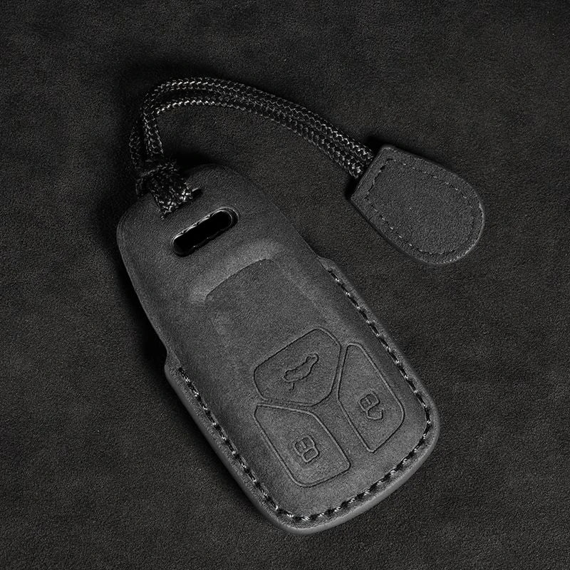 Suede Remote Key Fob Cover Compatible with Audi A4, B9, A5, A6, 8S, 8W, Q5, Q7, 4M, S4, S5, S7, TT, TTS, TFSI
