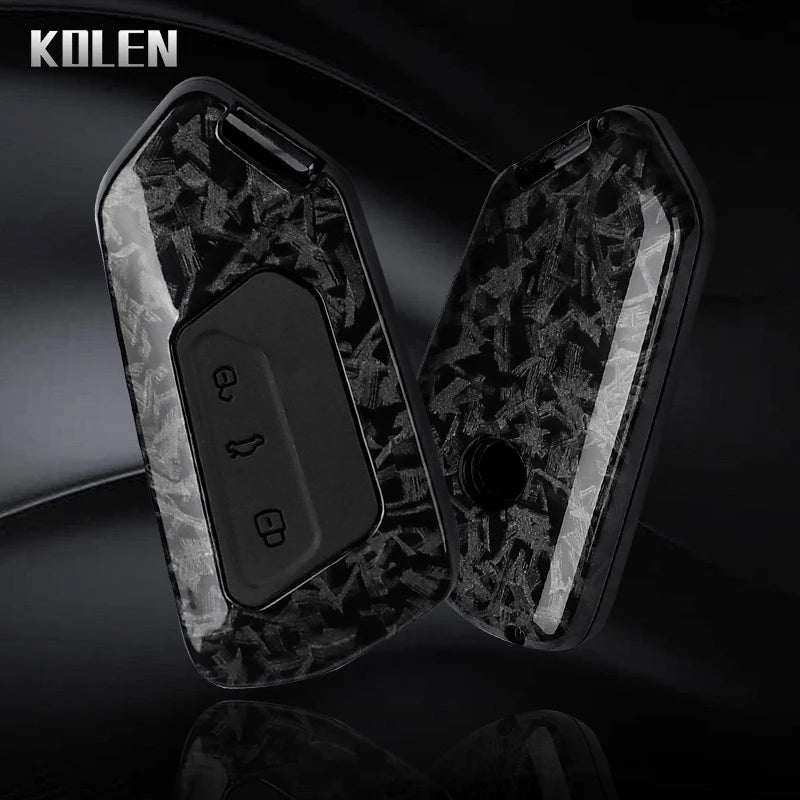 Car Key Cover Compatible with Volkswagen (VW) Golf 8 MK8 ID3 ID.4; CUPRA; Skoda Octavia A8; SEAT Leon MK4 – Carbon Fiber Style